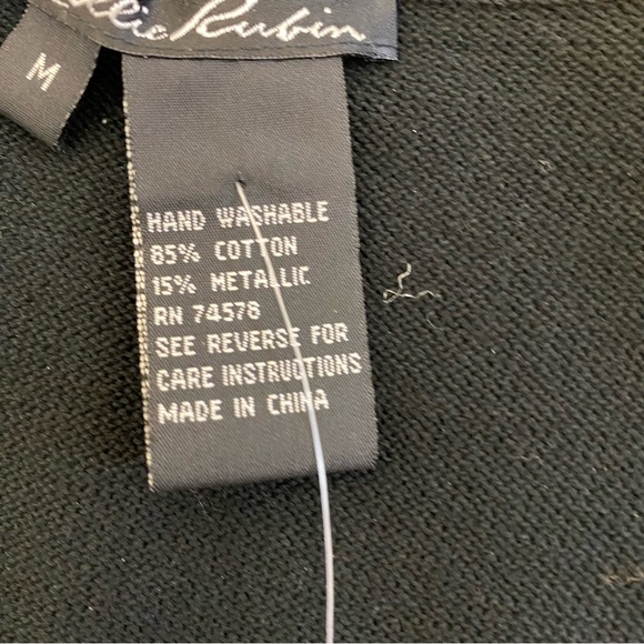 Lillie Rubin Black Turtleneck Beaded Sleeveless Sweater/Top - Picture 7 of 9